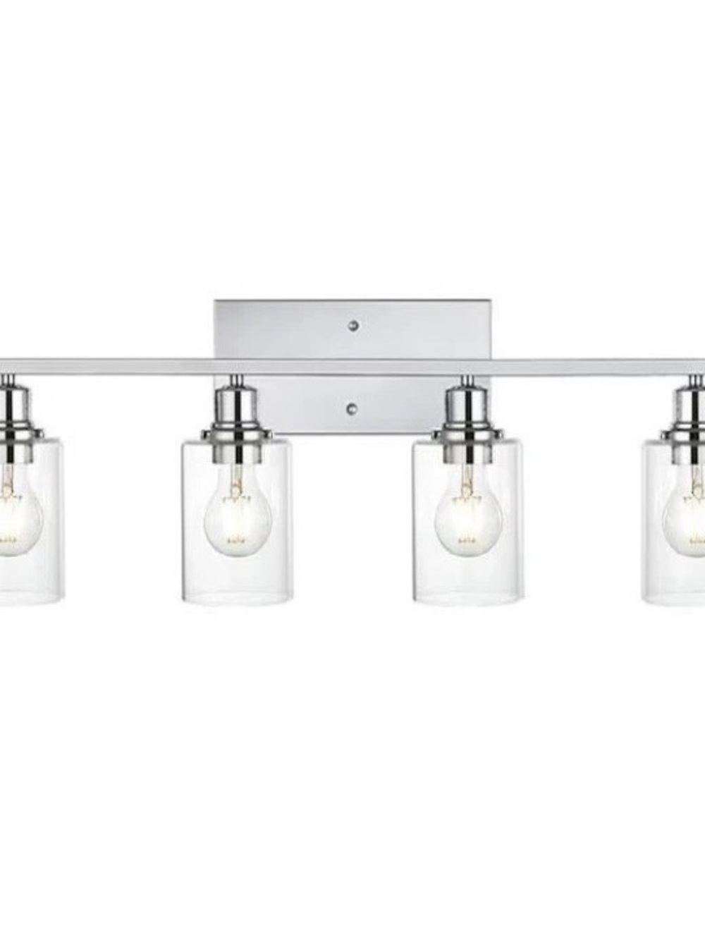 Modern 4-Light Vanity Light Fixture in Chrome with Clear Glass Shades